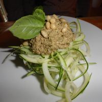 Spaghetti al pesto at Alchemist Garden in Amsterdam