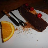 Raw chocolate cake at Alchemist Garden in Amsterdam