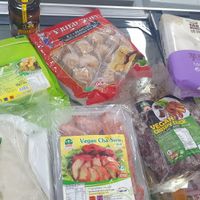 Today's haul - vegan dim sims,  tofu puffs, taro buns, vegan pancake, cha siew at AsianFoods Emporium in Bendigo