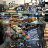 Selection of plant based cakes at The Hop Coffee in Sheffield