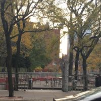 This is a small nearby park, south of 57th street on 9th Ave. (east side) where you can bring your coffee (there is no seating inside Birch Coffee).  at Birch Coffee in New York City