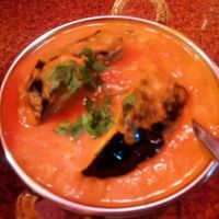 stuffed eggplant with veggies and cashews at Naveena Path in Berlin