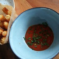 Fries and tomato sauce at Seiva Restaurante in Matosinhos