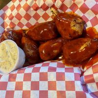 Spicy pineapple bbq drumsticks w/ ranch at Rudy's Pizza in Portland