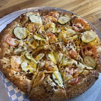 Cheezeburger pizzaa  at Rudy's Pizza in Portland