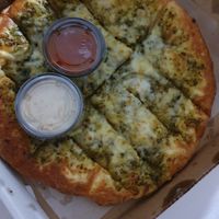 vegan pesto cheesy bread at Rudy's Pizza in Portland