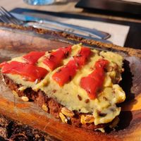 Hummus pepper toast at Natur Poke in Mallorca