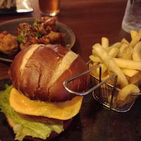 Vegan cheese burger and cauliflower wings at Le Local Morzine in Morzine