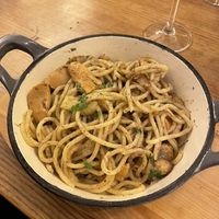 Truffle mushroom spaghetti  at Bresca in Madrid