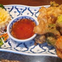 Vegetable tempura (no egg in batter on request) at Thai Lotusland in Farnham