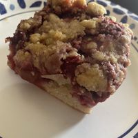 Vegan coffee cafe with fresh berries  at Angeline's Bakery and Cafe in Sisters