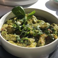 Vegan pesto gnocchi   at Blue Kiwi Organic Market & Cafe' in Cape Town