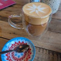Rooibos almond latte at Blue Kiwi Organic Market & Cafe' in Cape Town