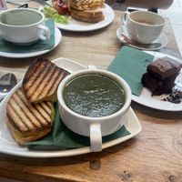 vegan soup, toasties and chocolate cake   at Birnam Arts in Dunkeld