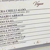Wall menu at Dhaba Indian Cuisine in New York City
