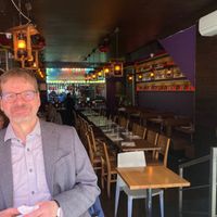 Picture of friend, inside venue at Dhaba Indian Cuisine in New York City