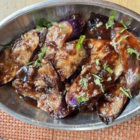Eggplant in tamarind sauce   at Dhaba Indian Cuisine in New York City