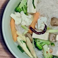 Tom Yam Mee Hoon Clear Soup with Vegetables and Beancurd at Thai Accent in Central Singapore