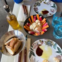 Crudités with artichoke dip at Les Amis in Corsica