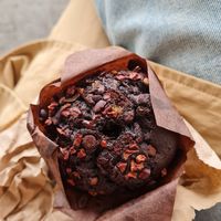 Chocolate caramel muffin at Starbucks in West London