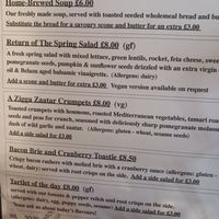 Lunch menu at Tea Inc in Devizes