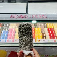 So many choices of frozen treats! at Llagurt in Valencia