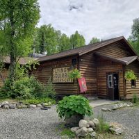 Front of cafe at Flying Squirrel Bakery Cafe in Talkeetna