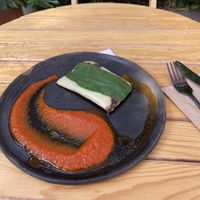 Vegan Frijol Tamale w/Tomato Sauce  at Tamales Madre in Mexico City