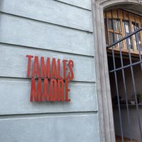 Arriving at Tamales Madre (Outdoor Signage)  at Tamales Madre in Mexico City