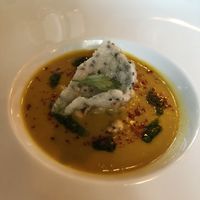 Pictured is the mango soup  at Lucky Leek in Berlin