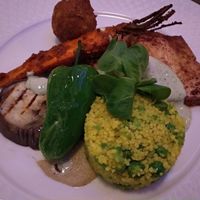 Couscous, tofu and vegetables. All seasoned uniquely and dressed with a mint yogurt. at Lucky Leek in Berlin