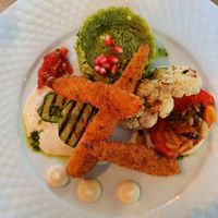 Eggplant cracker, oven tomato, green couscous at Lucky Leek in Berlin