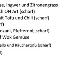 Diese Gerichte sind vegan bzw können vegan zubereitet werden (außer die Käse-Gerichte)   at ON in Vienna