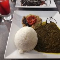We had the vegetarian dish, that is also vegan with some tamarind and hibiscus juice. Very delicious! at La Grange Africaine in Clermont-ferrand