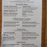 Menu at The Monocle Cafe in Macclesfield