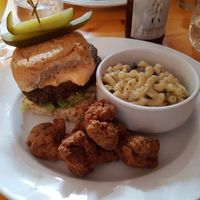 Vegan burger, seitan and mac'n cheese at Rise Above in St Catharines