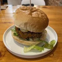 Sweet potato + black bean burger  at Rise Above in St Catharines