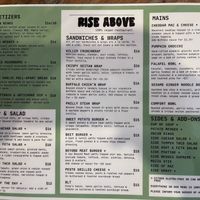 Menu as of Octobre 09/24  at Rise Above in St Catharines
