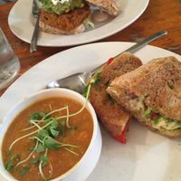Grilled Cheese & Pesto Sandwich and Sweet Potato & Black Bean Burger at Rise Above in St Catharines