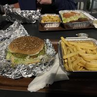 Vegan burger and friess  at Takeaway Plaza in 
