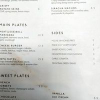 Plant based menu at The Last Zebra in Carlisle