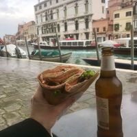 “Cina crêpe”: savoury buckwheat flour crêpe, stuffed with sweet and sour tofu, baked vegetables, rocket salad, hemp seeds pesto and cherry tomatoes.  #Veganuary at Crepes House by PePe in Venice