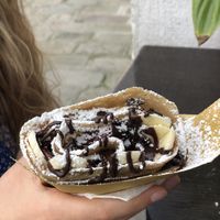 Traditional sweet crepe with added strawberries   at Crepes House by PePe in Venice