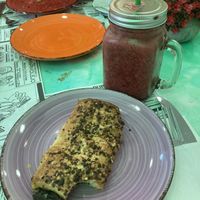 Chocolate crossaint and Berry Cherry smoothie  at Fast Vegan in Fuengirola