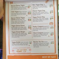 Menu at Fast Vegan in Fuengirola