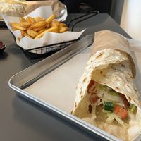 Uh so classy wrap & fries  at Nøne Meat in Hamburg