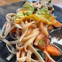 Pasta with veggies at Mundo Ceiba in Oaxaca
