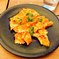 Filled pasta with tomato sauce  at Paprika in Granada