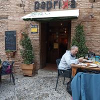 Fachada y nuestra mesa at Paprika in Granada