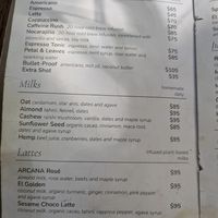 Menu at Arcana in Playa Del Carmen